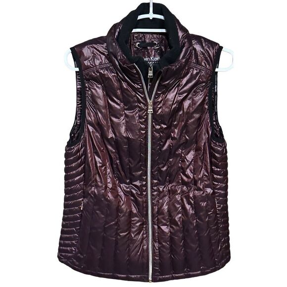 Women’s Metallic Plum Calvin Klein Performance Premium Down Filled Double Zipper - Picture 2 of 8